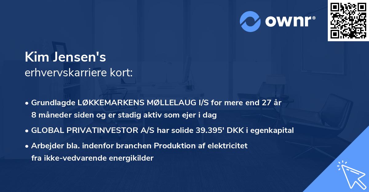Kim Jensen's erhvervskarriere kort