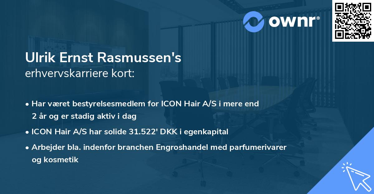 Ulrik Ernst Rasmussen's erhvervskarriere kort