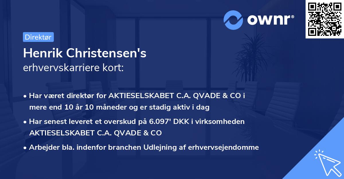 Henrik Christensen's erhvervskarriere kort
