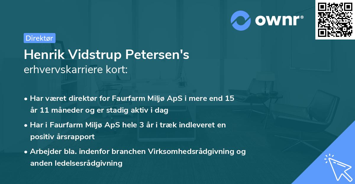Henrik Vidstrup Petersen's erhvervskarriere kort