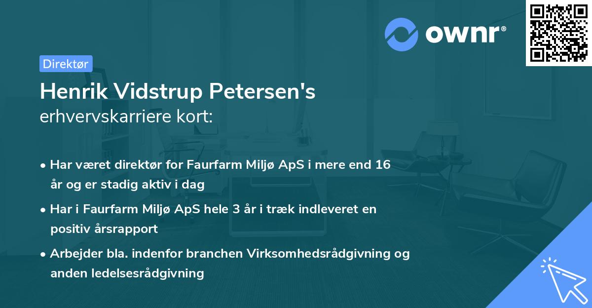 Henrik Vidstrup Petersen's erhvervskarriere kort