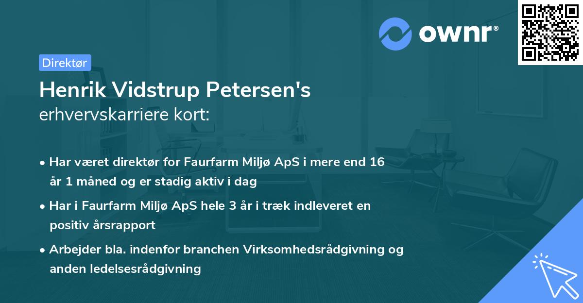 Henrik Vidstrup Petersen's erhvervskarriere kort