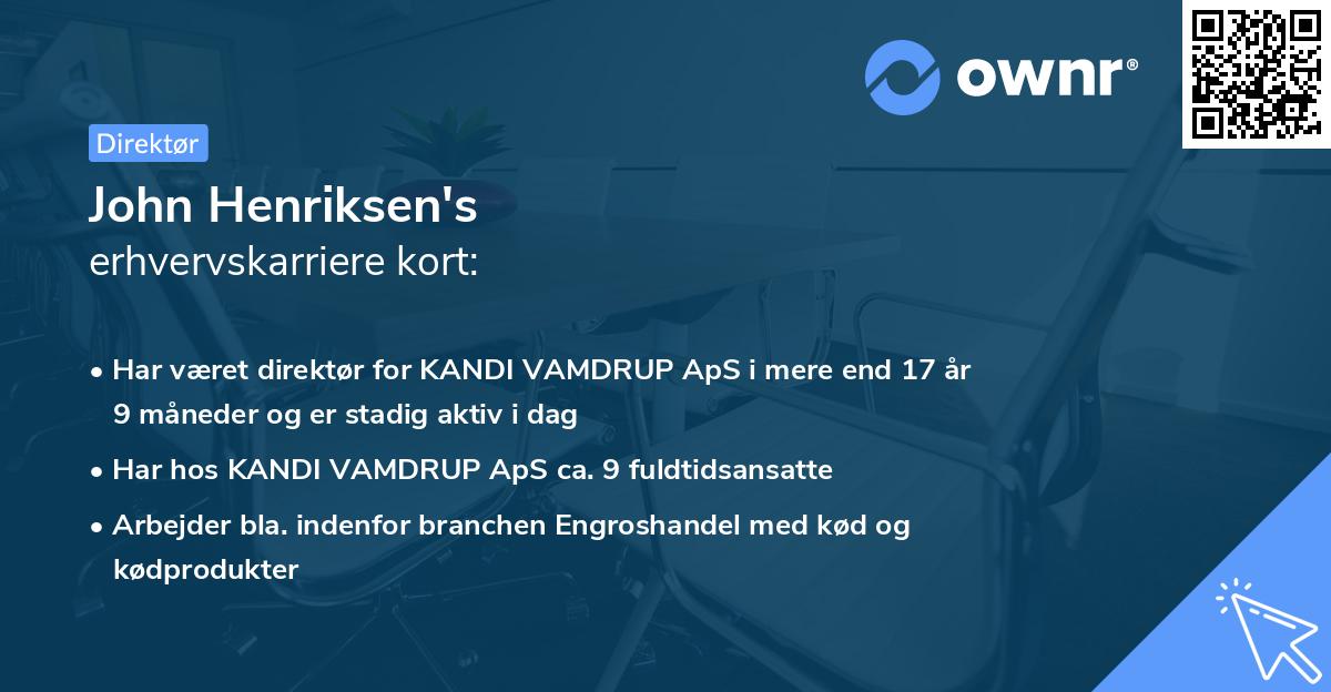 John Henriksen's erhvervskarriere kort