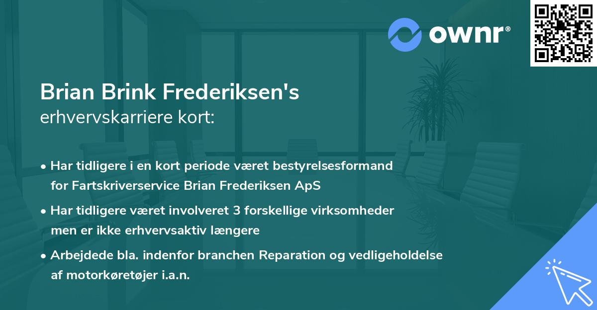 Brian Brink Frederiksen's erhvervskarriere kort