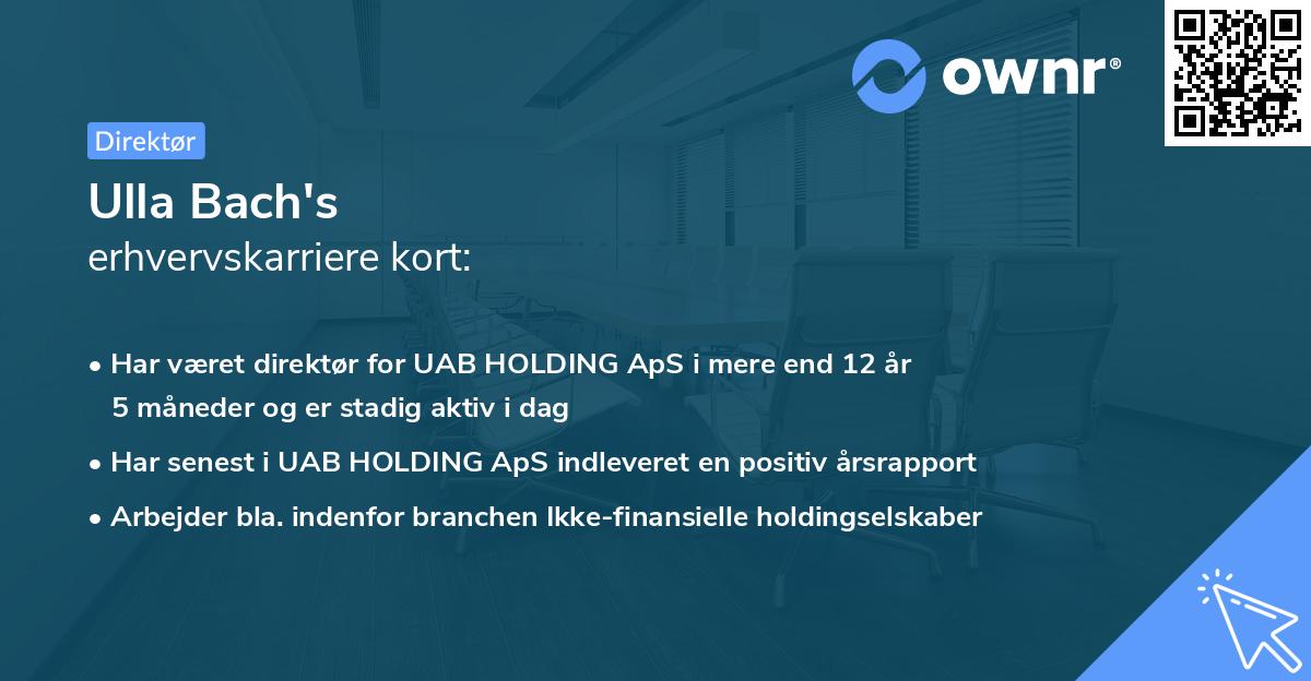 Ulla Bach's erhvervskarriere kort
