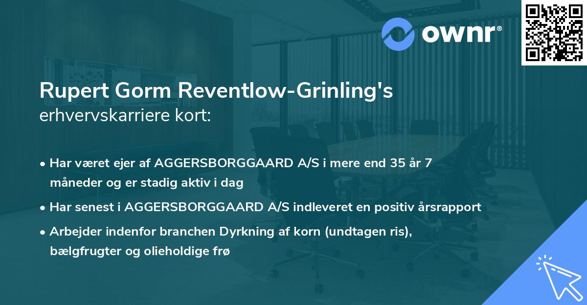 Rupert Gorm Reventlow-Grinling's erhvervskarriere kort