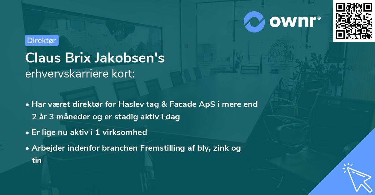 Claus Brix Jakobsen's erhvervskarriere kort