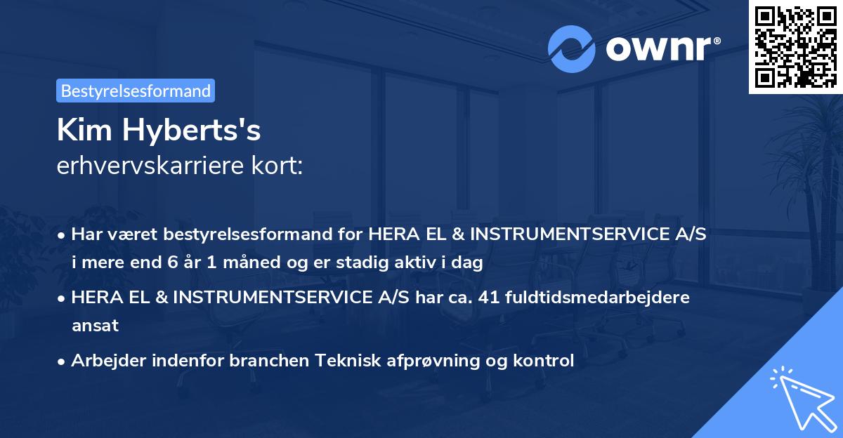 Kim Hyberts's erhvervskarriere kort