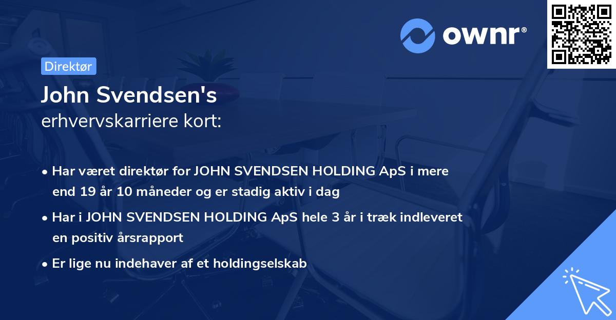 John Svendsen's erhvervskarriere kort