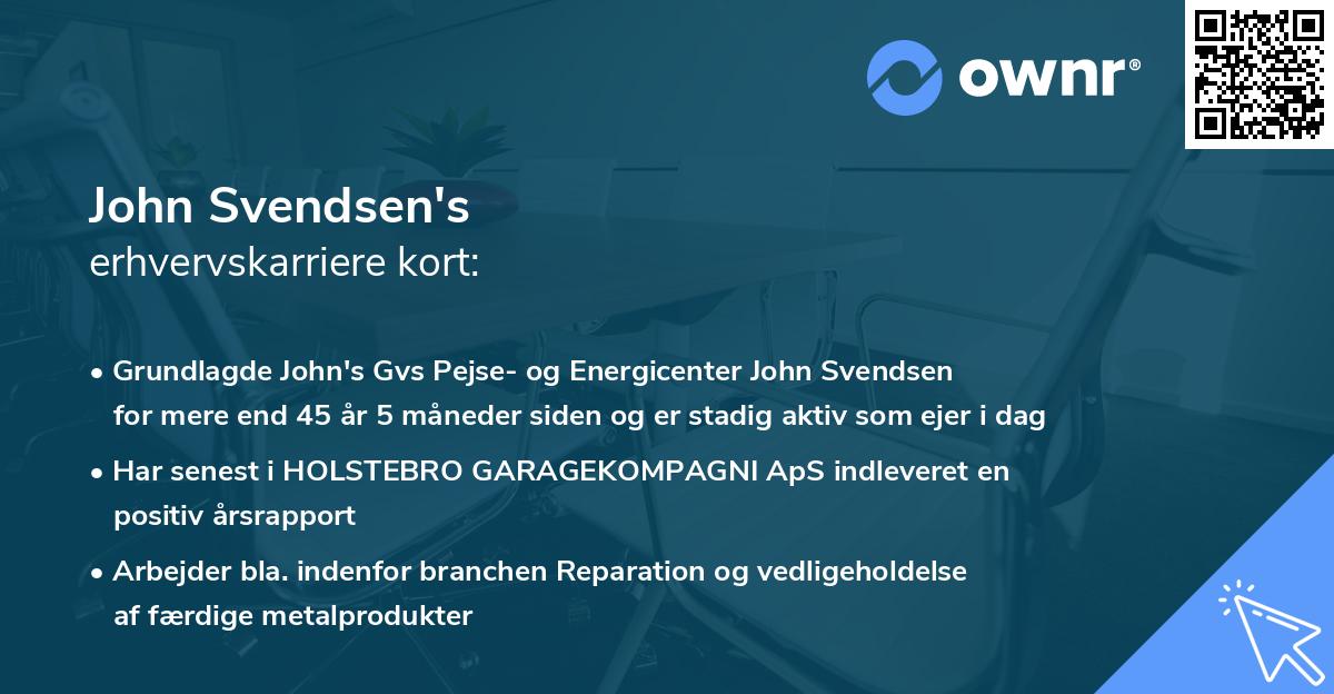 John Svendsen's erhvervskarriere kort