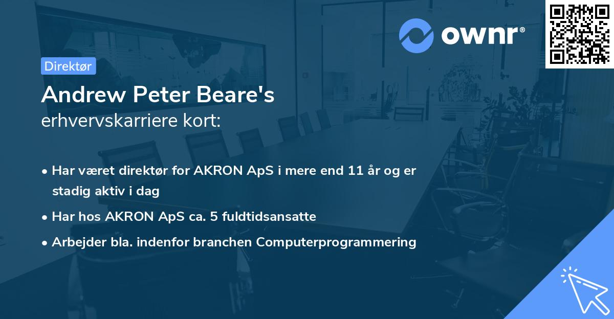 Andrew Peter Beare's erhvervskarriere kort