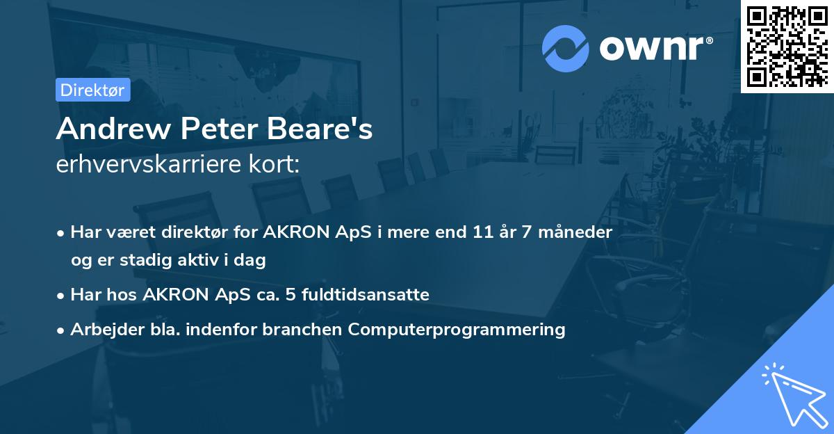 Andrew Peter Beare's erhvervskarriere kort