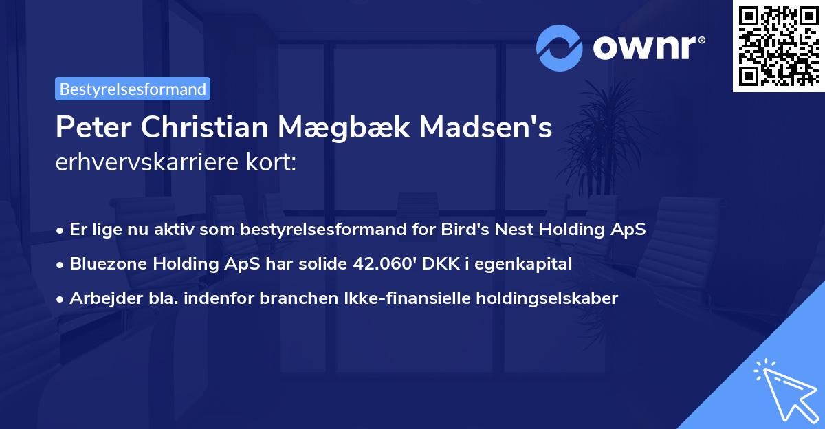 Peter Christian Mægbæk Madsen's erhvervskarriere kort