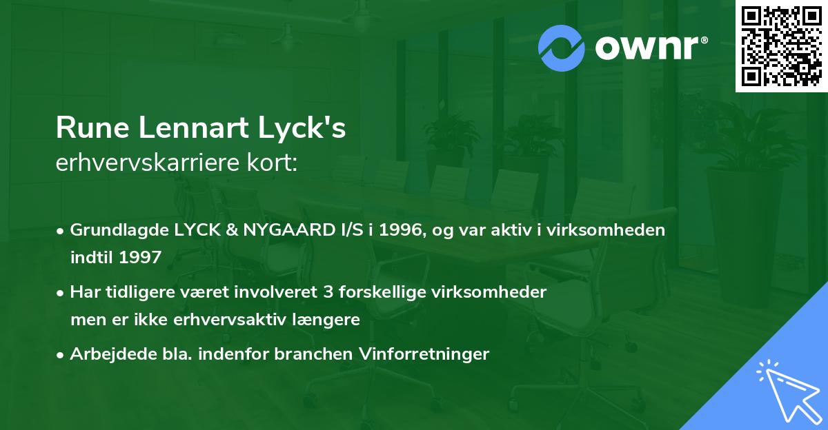 Rune Lennart Lyck's erhvervskarriere kort