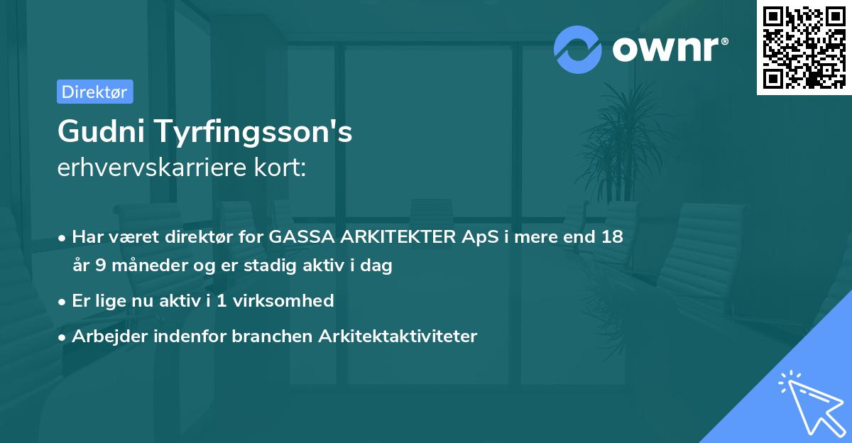 Gudni Tyrfingsson's erhvervskarriere kort