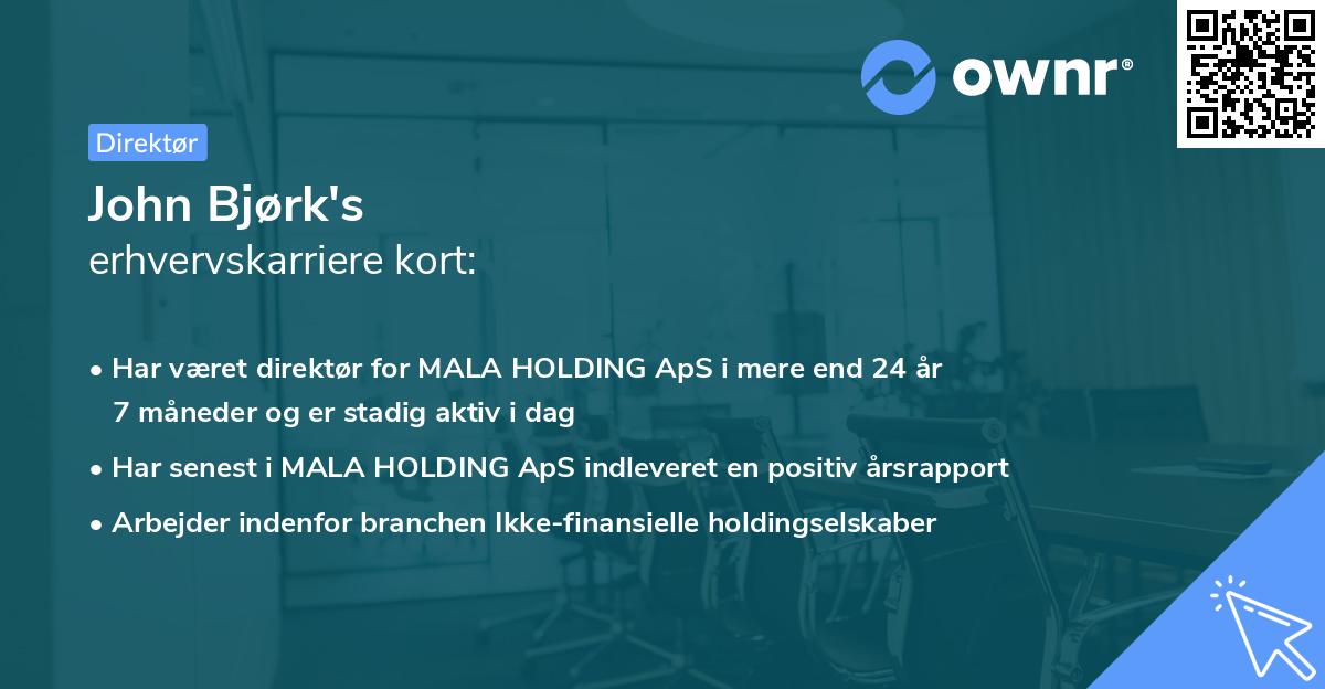 John Bjørk's erhvervskarriere kort