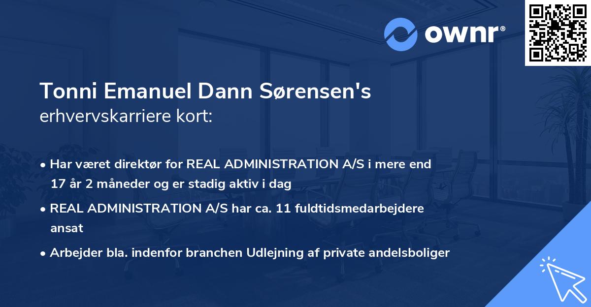 Tonni Emanuel Dann Sørensen's erhvervskarriere kort