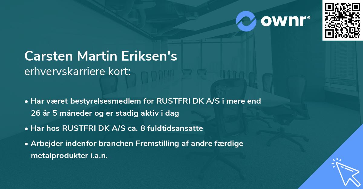 Carsten Martin Eriksen's erhvervskarriere kort