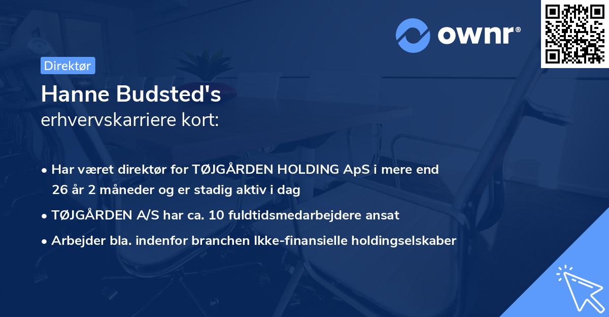 Hanne Budsted's erhvervskarriere kort
