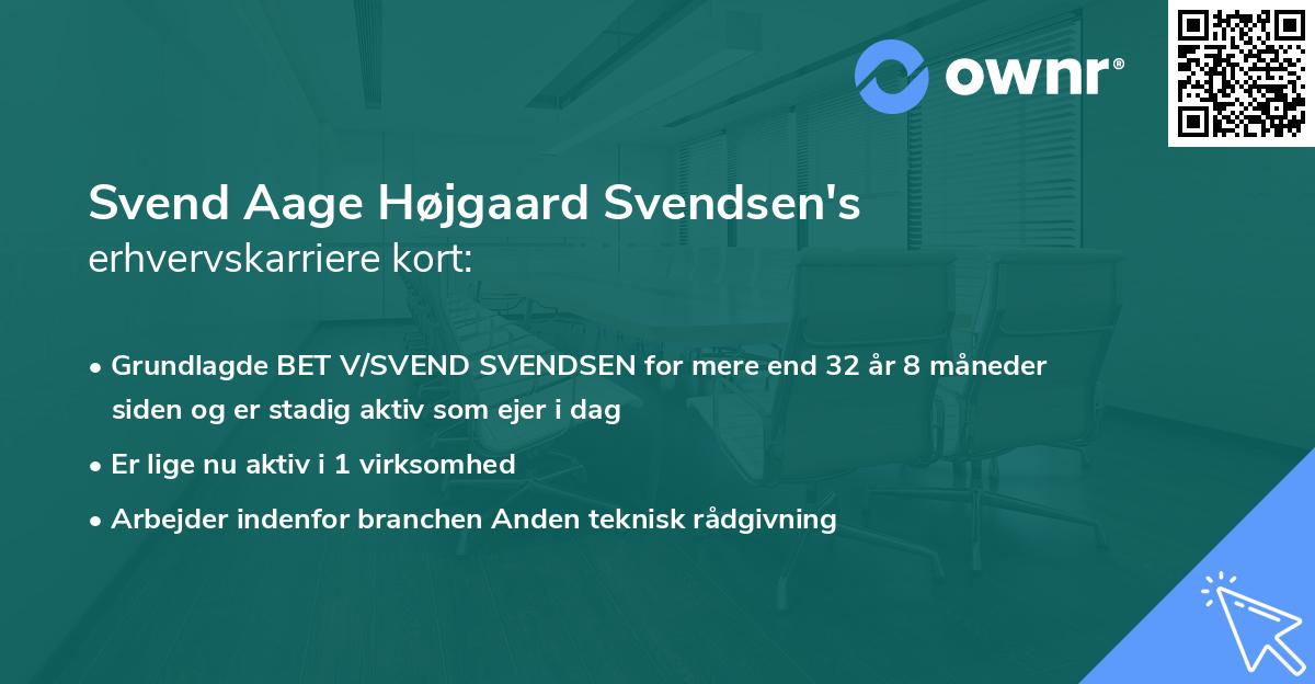 Svend Aage Højgaard Svendsen's erhvervskarriere kort