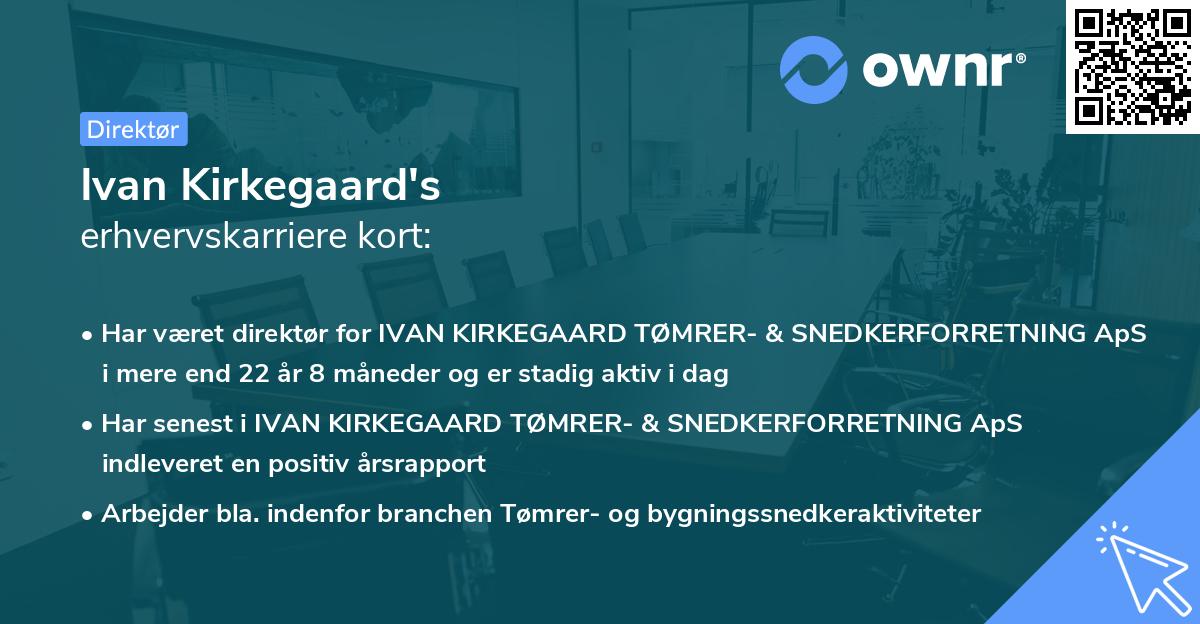 Ivan Kirkegaard's erhvervskarriere kort