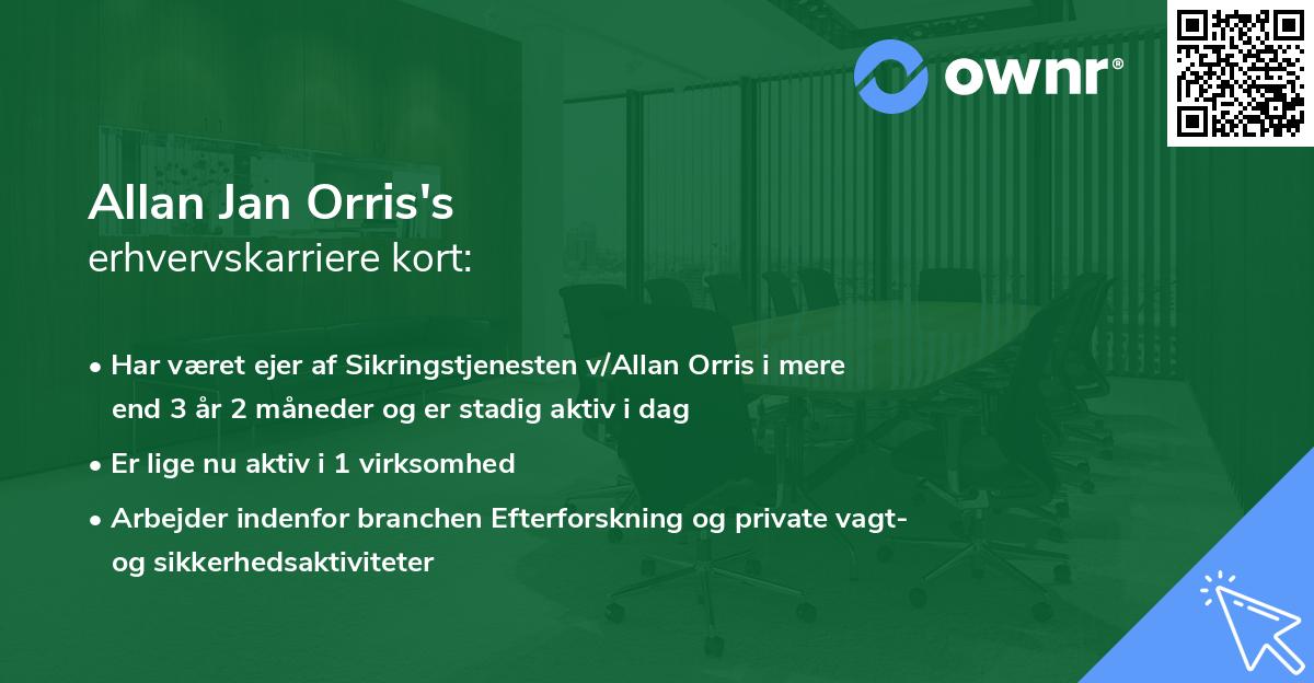 Allan Jan Orris's erhvervskarriere kort