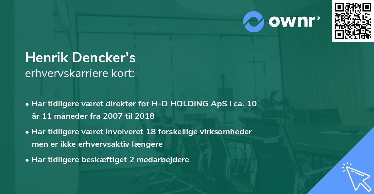 Henrik Dencker's erhvervskarriere kort