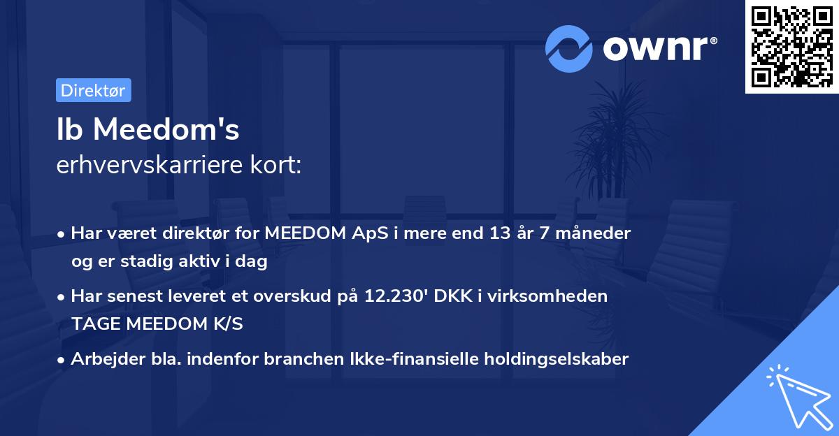 Ib Meedom's erhvervskarriere kort