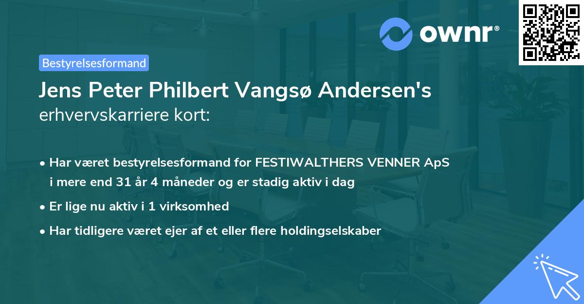 Jens Peter Philbert Vangsø Andersen's erhvervskarriere kort