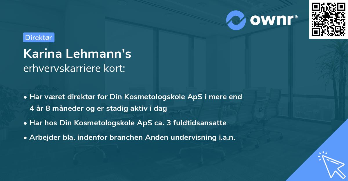 Karina Lehmann's erhvervskarriere kort