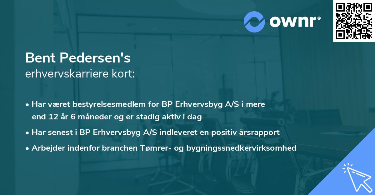 Bent Pedersen's erhvervskarriere kort