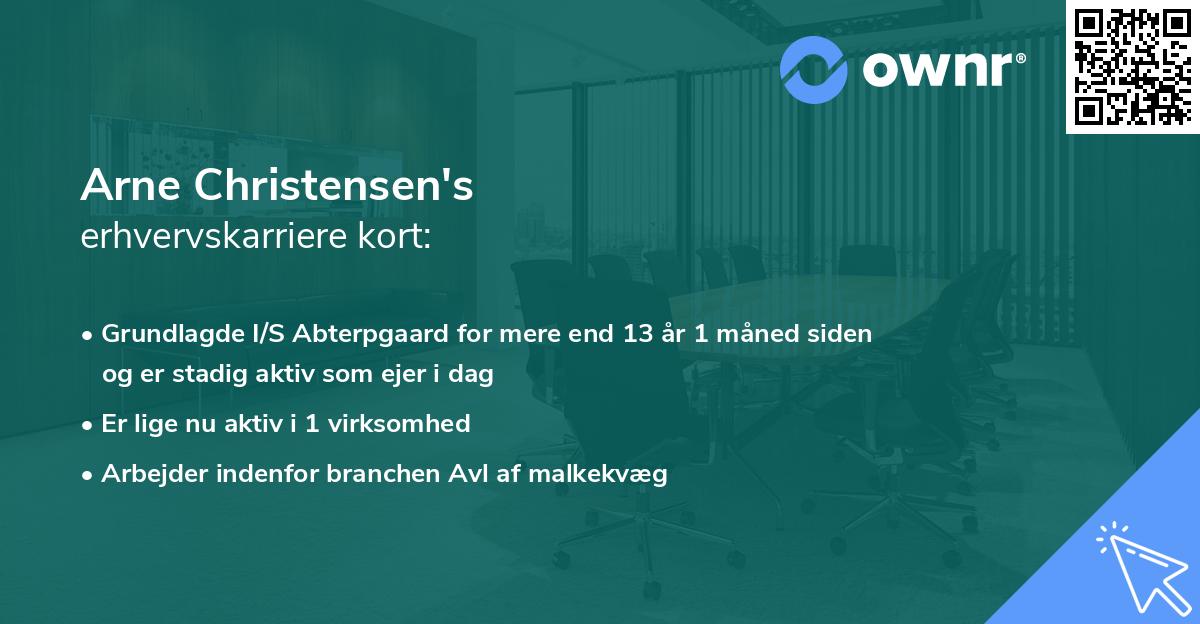 Arne Christensen's erhvervskarriere kort