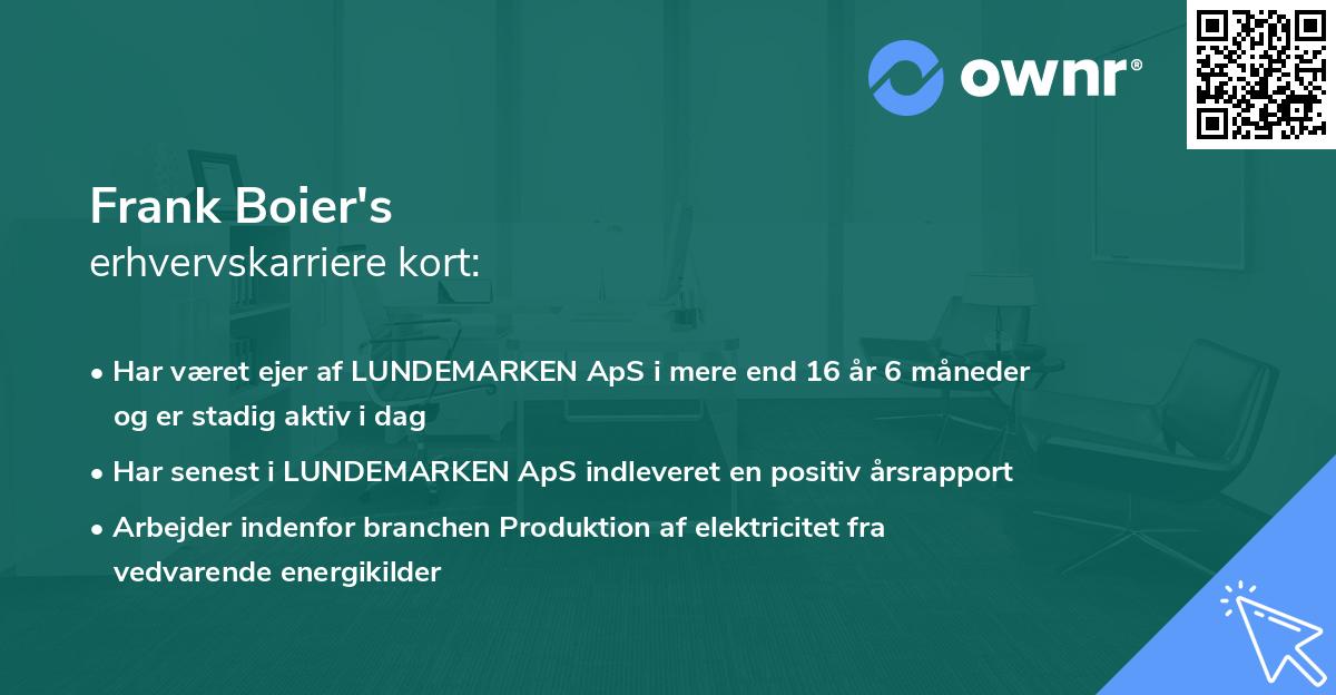 Frank Boier's erhvervskarriere kort