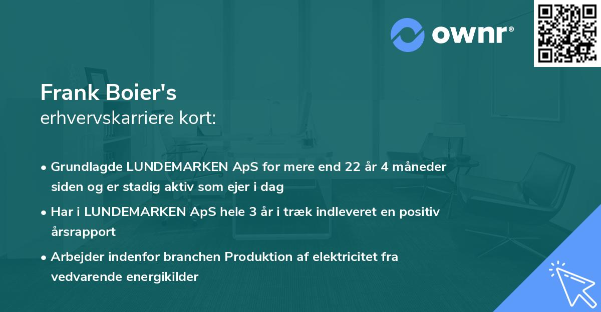 Frank Boier's erhvervskarriere kort