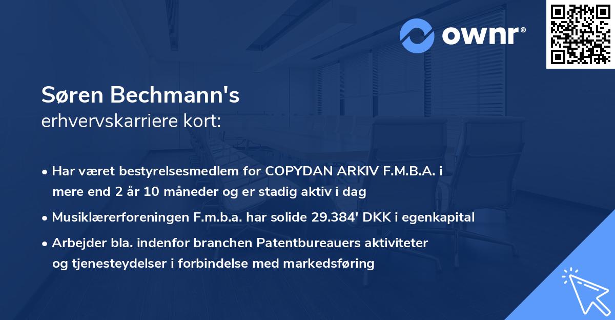 Søren Bechmann's erhvervskarriere kort