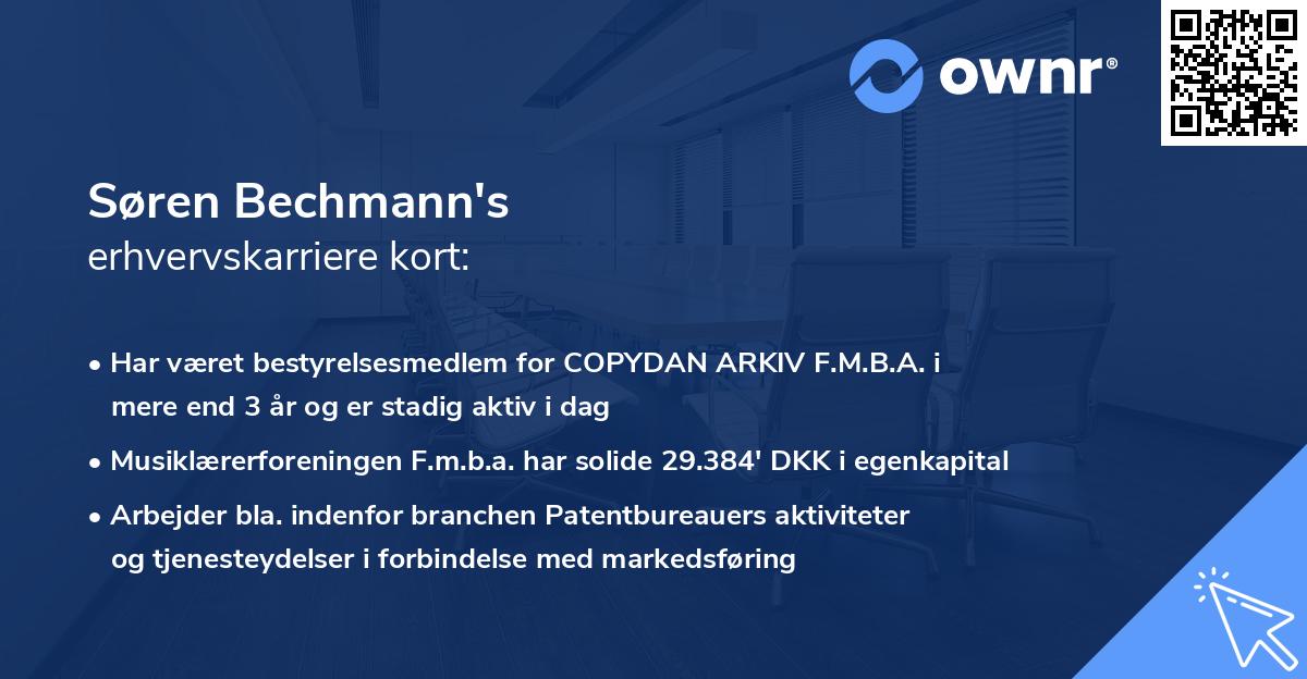 Søren Bechmann's erhvervskarriere kort