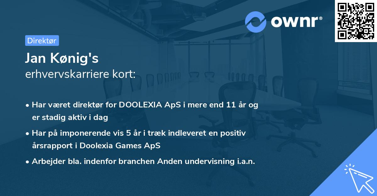 Jan Kønig's erhvervskarriere kort