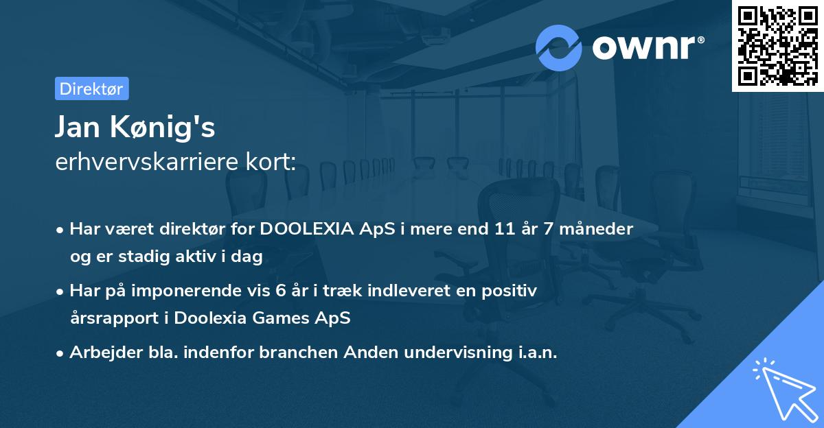 Jan Kønig's erhvervskarriere kort