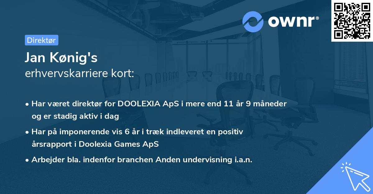 Jan Kønig's erhvervskarriere kort