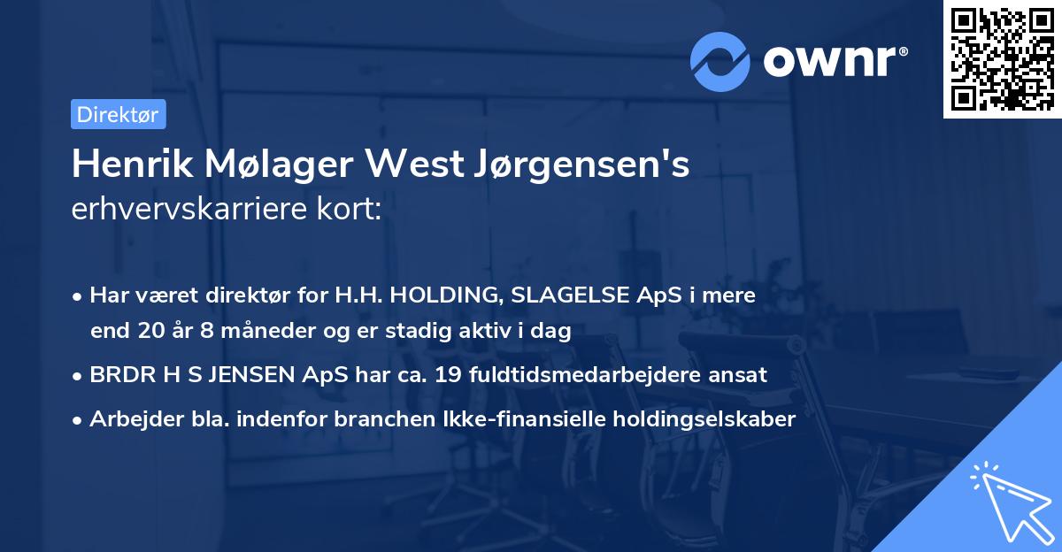 Henrik Mølager West Jørgensen's erhvervskarriere kort