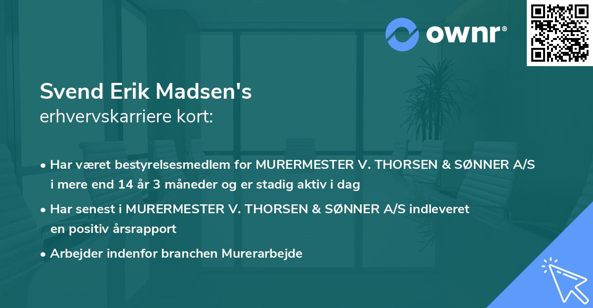 Svend Erik Madsen's erhvervskarriere kort