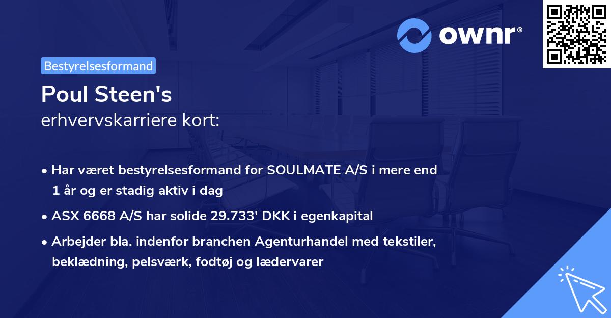 Poul Steen's erhvervskarriere kort