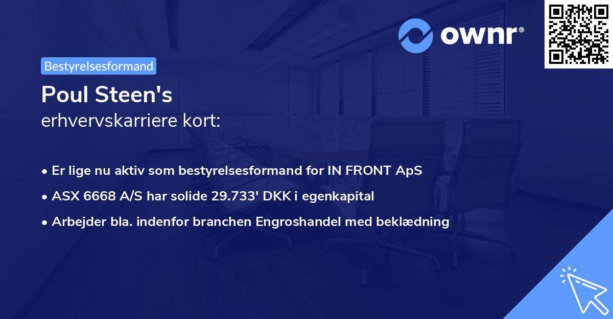 Poul Steen's erhvervskarriere kort