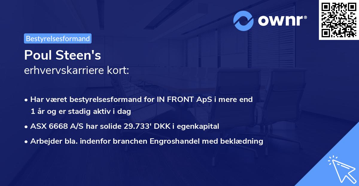 Poul Steen's erhvervskarriere kort