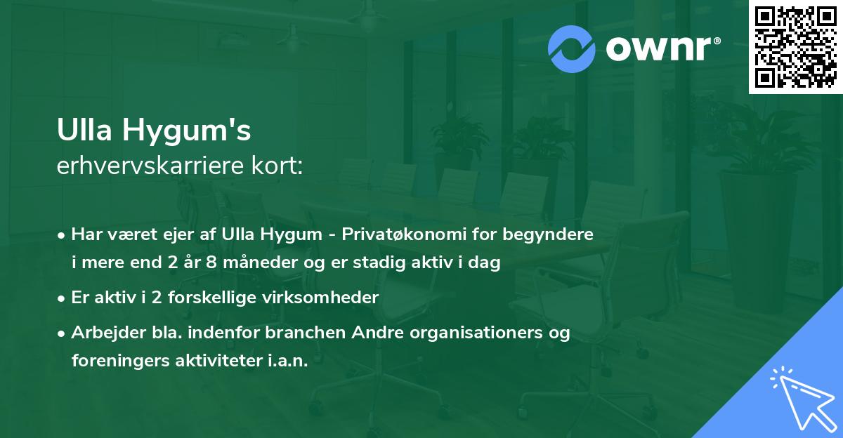 Ulla Hygum's erhvervskarriere kort