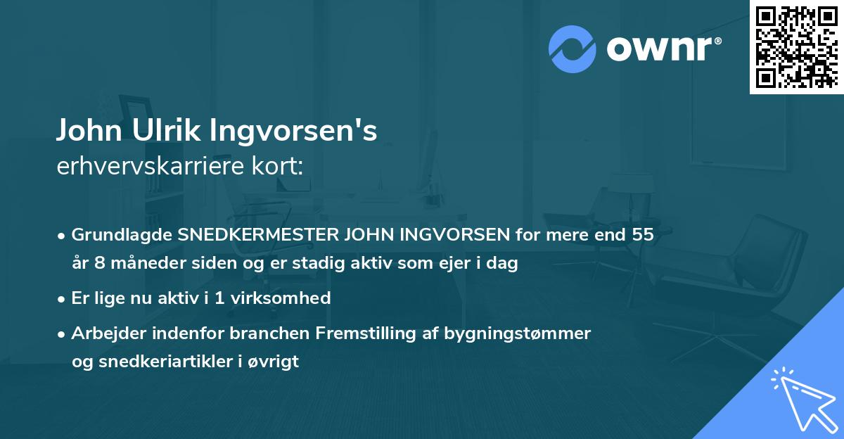 John Ulrik Ingvorsen's erhvervskarriere kort