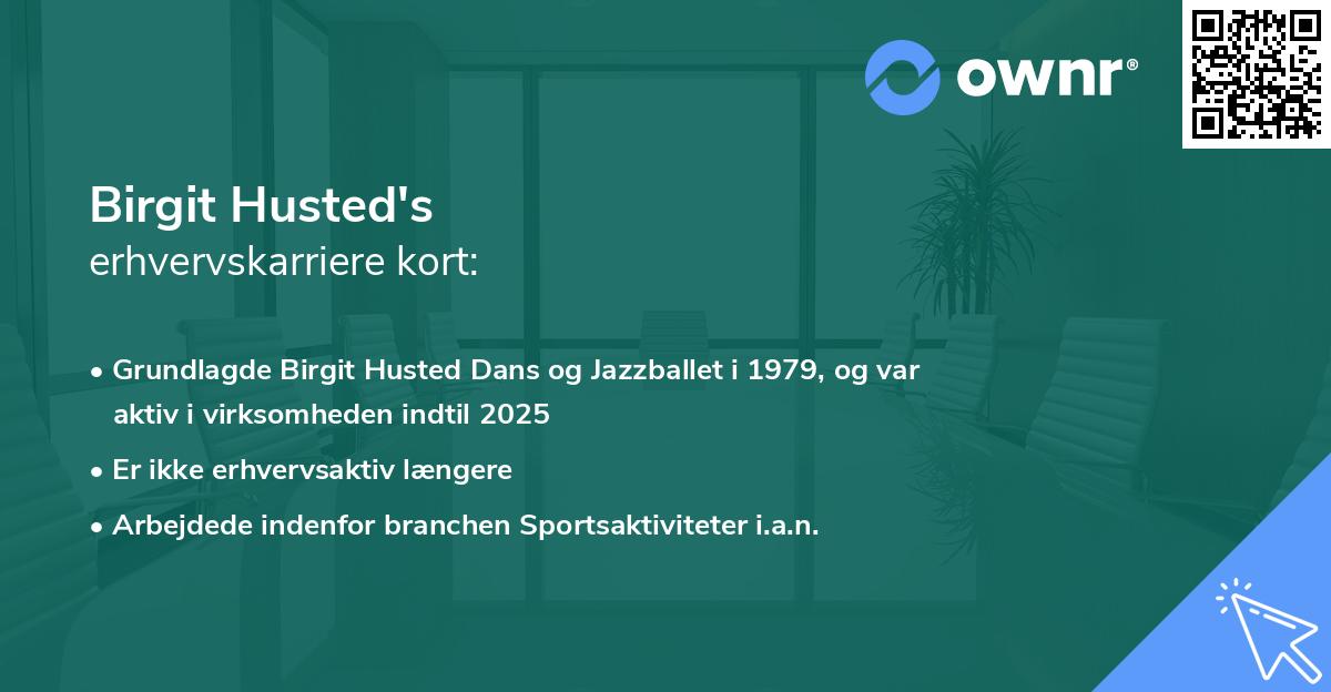 Birgit Husted's erhvervskarriere kort