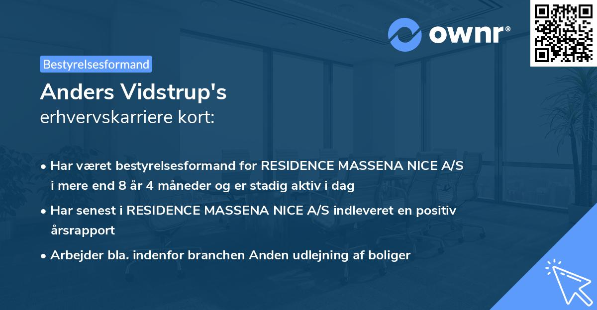 Anders Vidstrup's erhvervskarriere kort