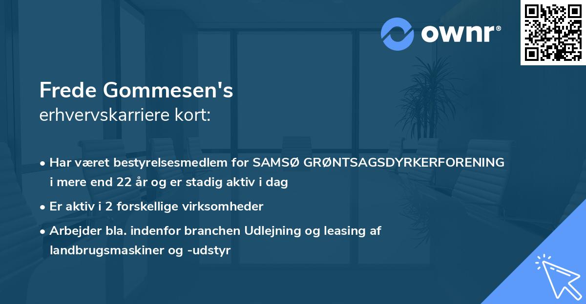 Frede Gommesen's erhvervskarriere kort