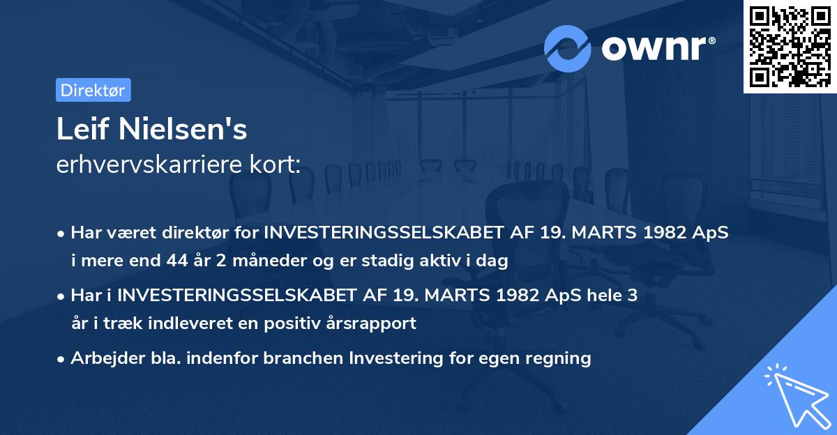 Leif Nielsen's erhvervskarriere kort